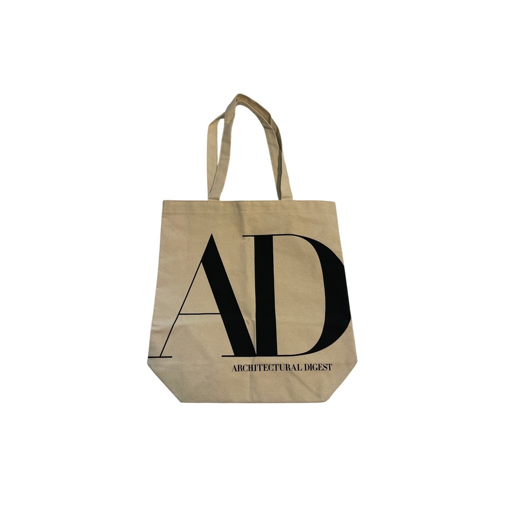 Architectural Digest AD Canvas Tote Bag Cream Black Logo Reusable Shopper